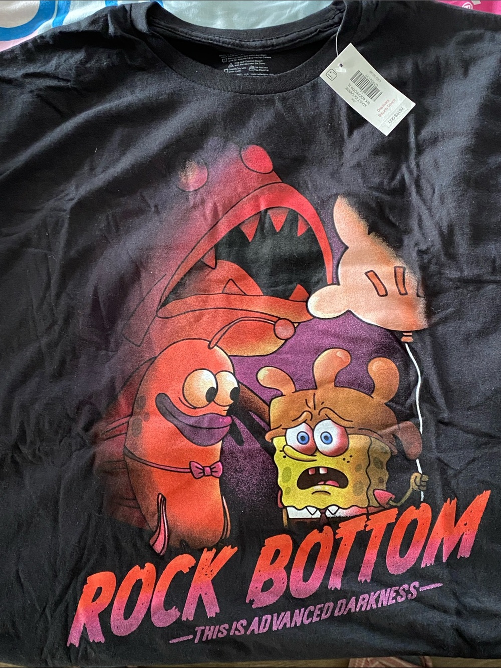 Nwt Nickelodeon Black Rock Bottom SpongeBob Graphic Tee Accent